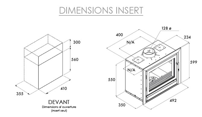 cheminee insert dimension