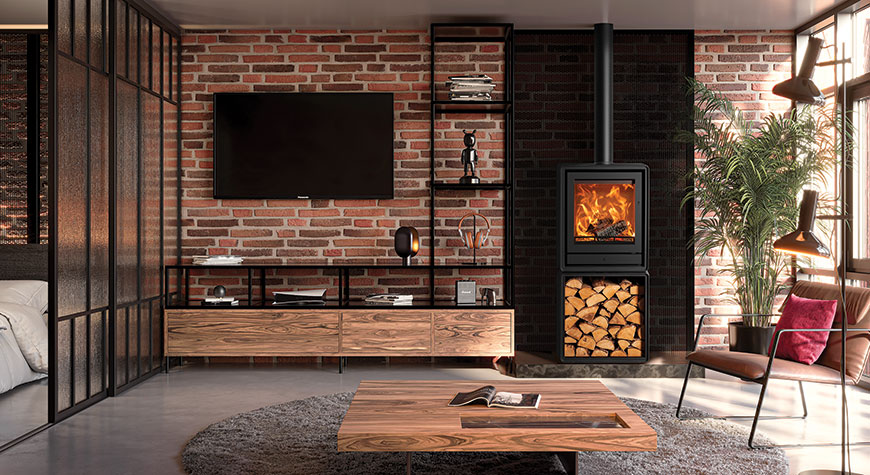 Riva2 55 Freestanding sur Box à bûches